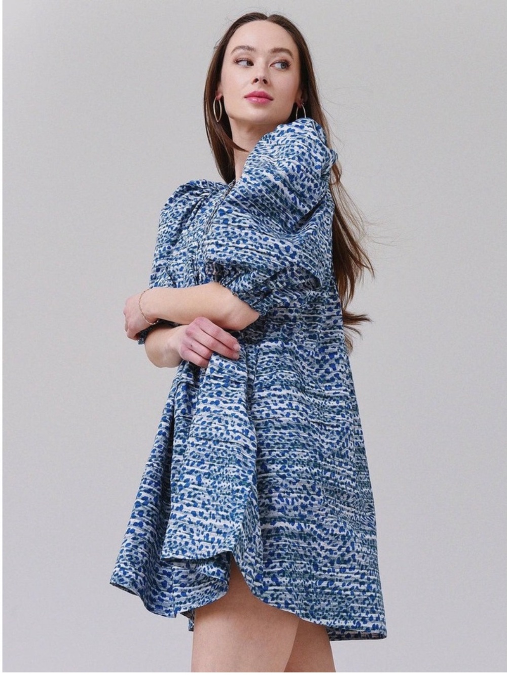 HUNTER BELL Blue Leopard Jenkins Dress